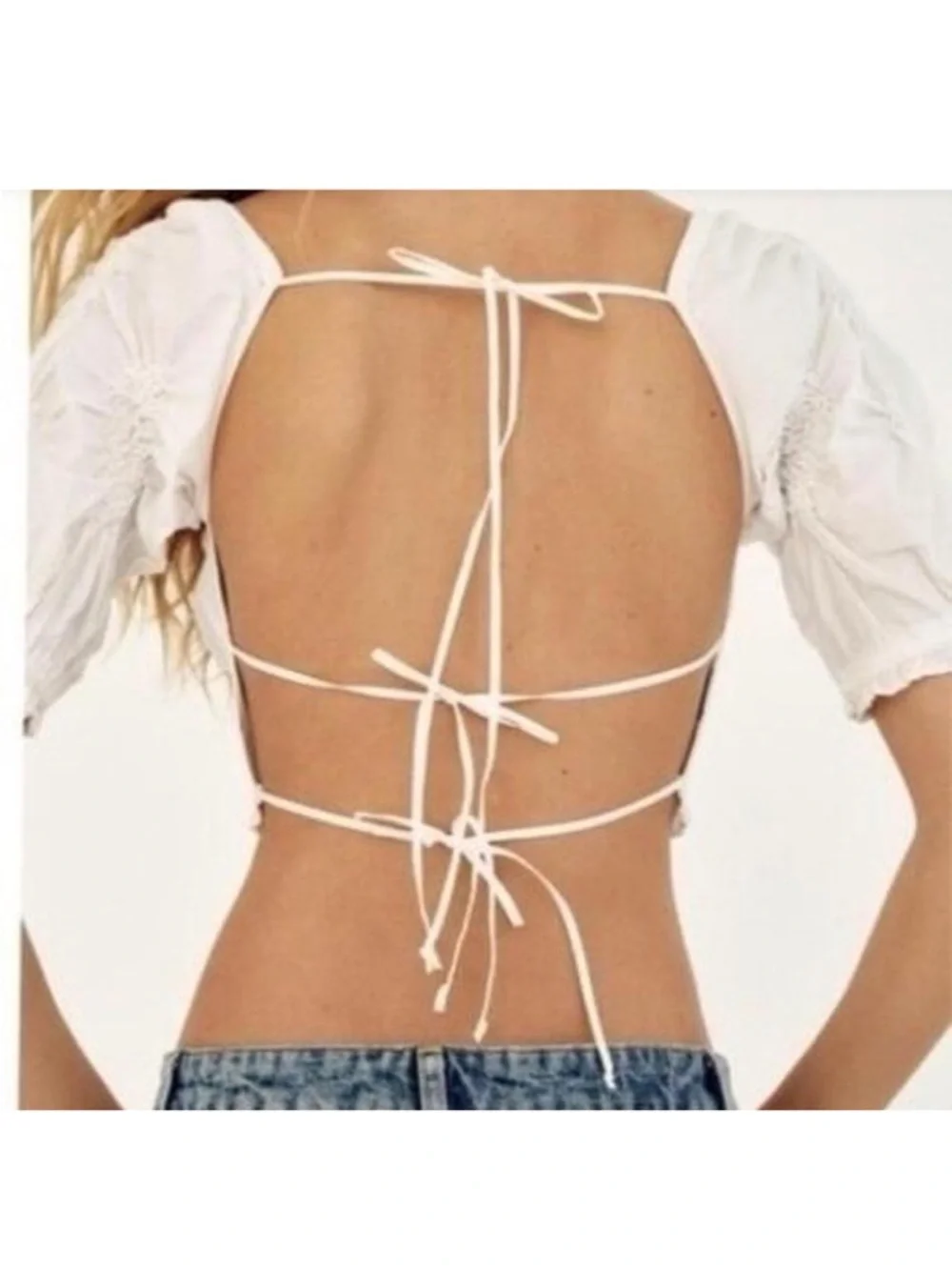 NEW Zara Smocked Backless Cropped Blouse - S